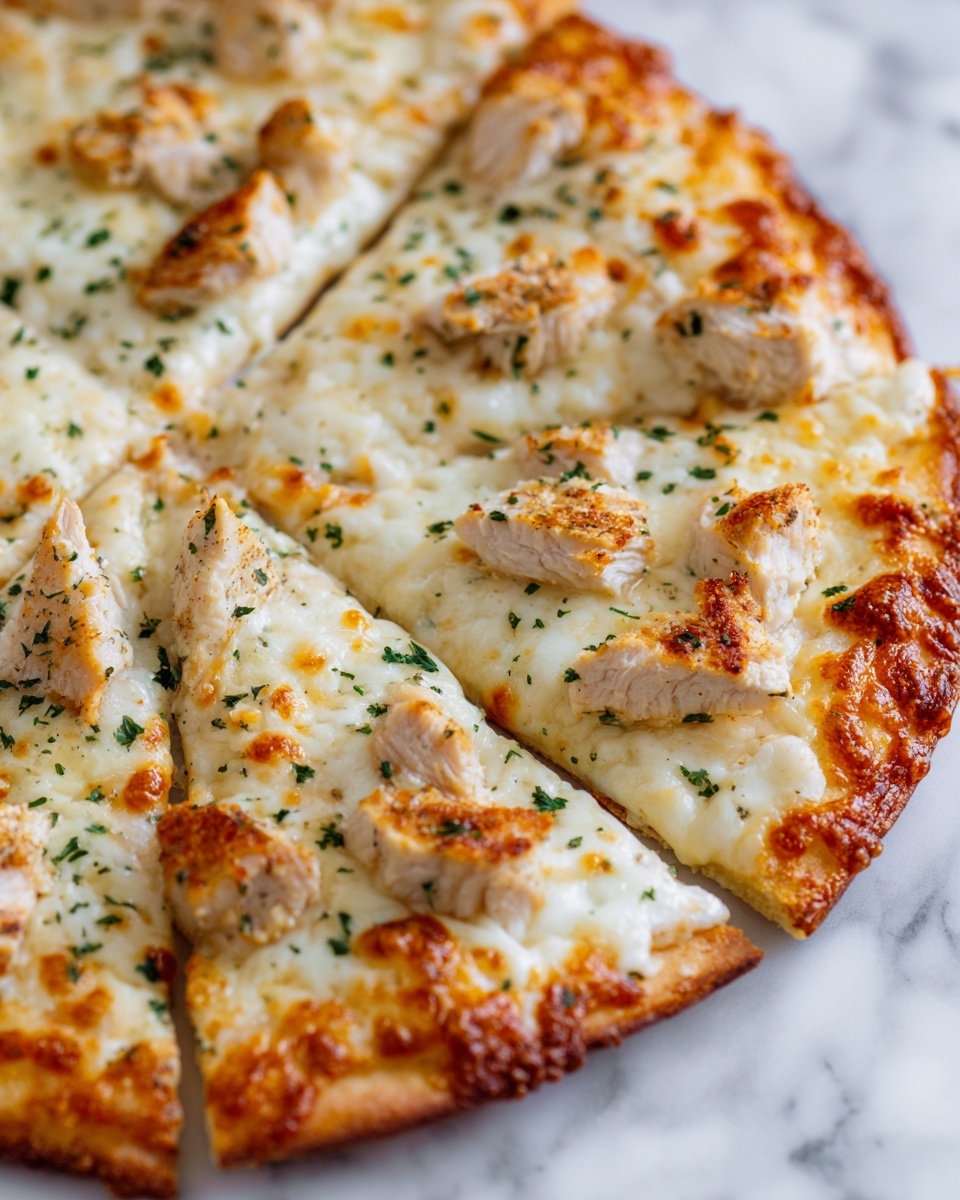 White Garlic Chicken Pizza Recipe - Recipe Image
