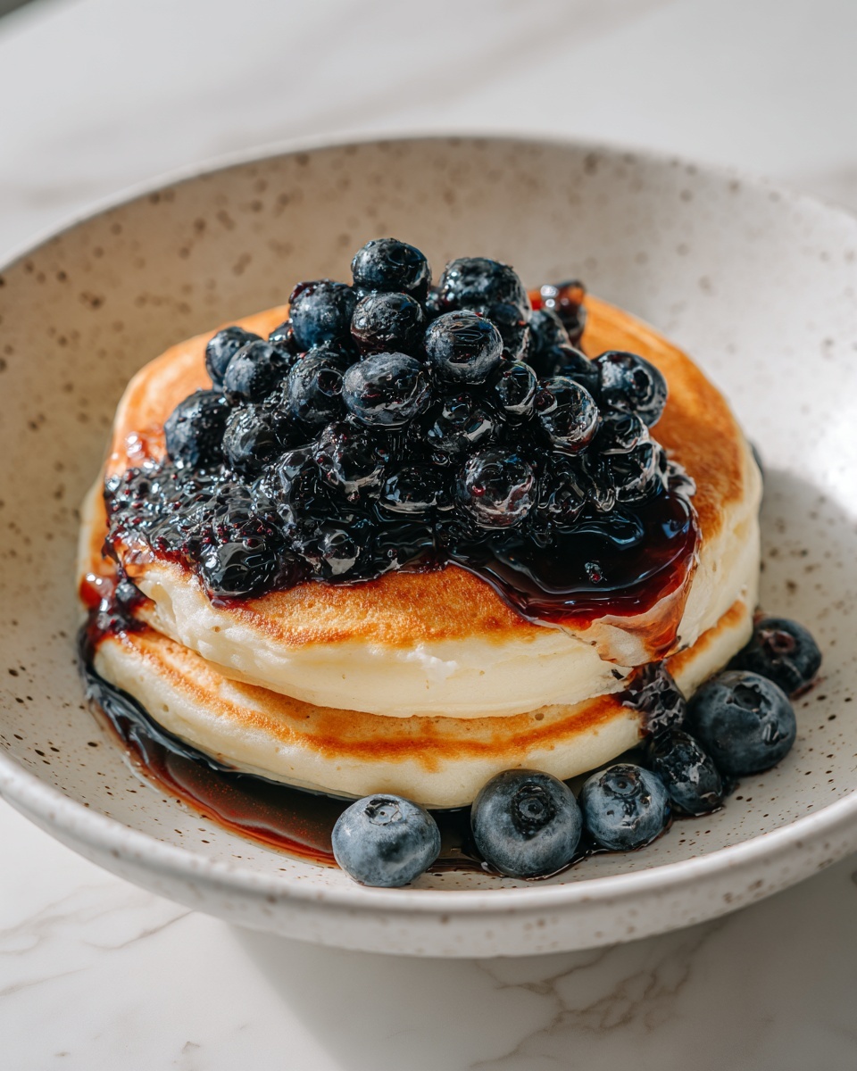 Mini Pancake and Blueberry Bowl with Caramel Drizzle Recipe - Recipe Image