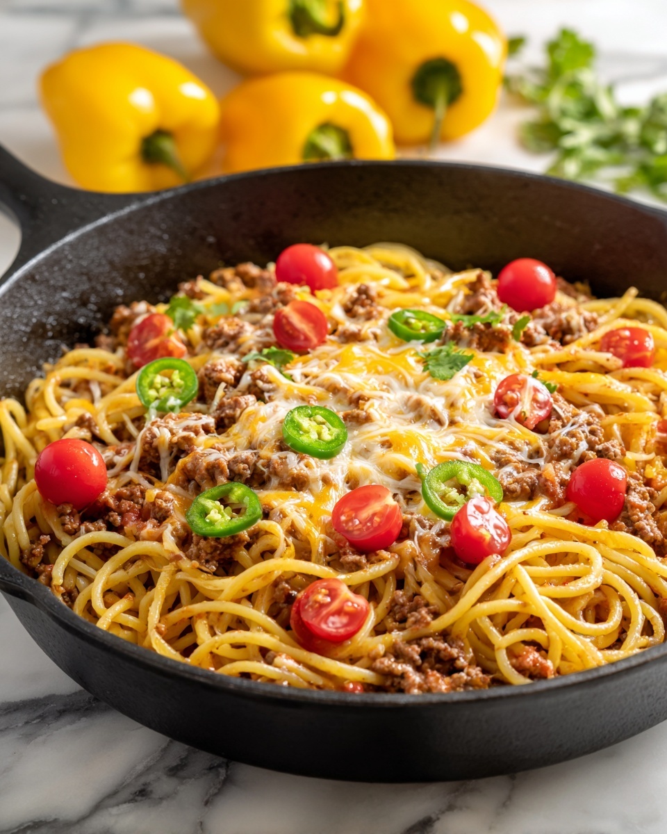 Cheesy Taco Salsa Spaghetti Bake Recipe - Recipe Image