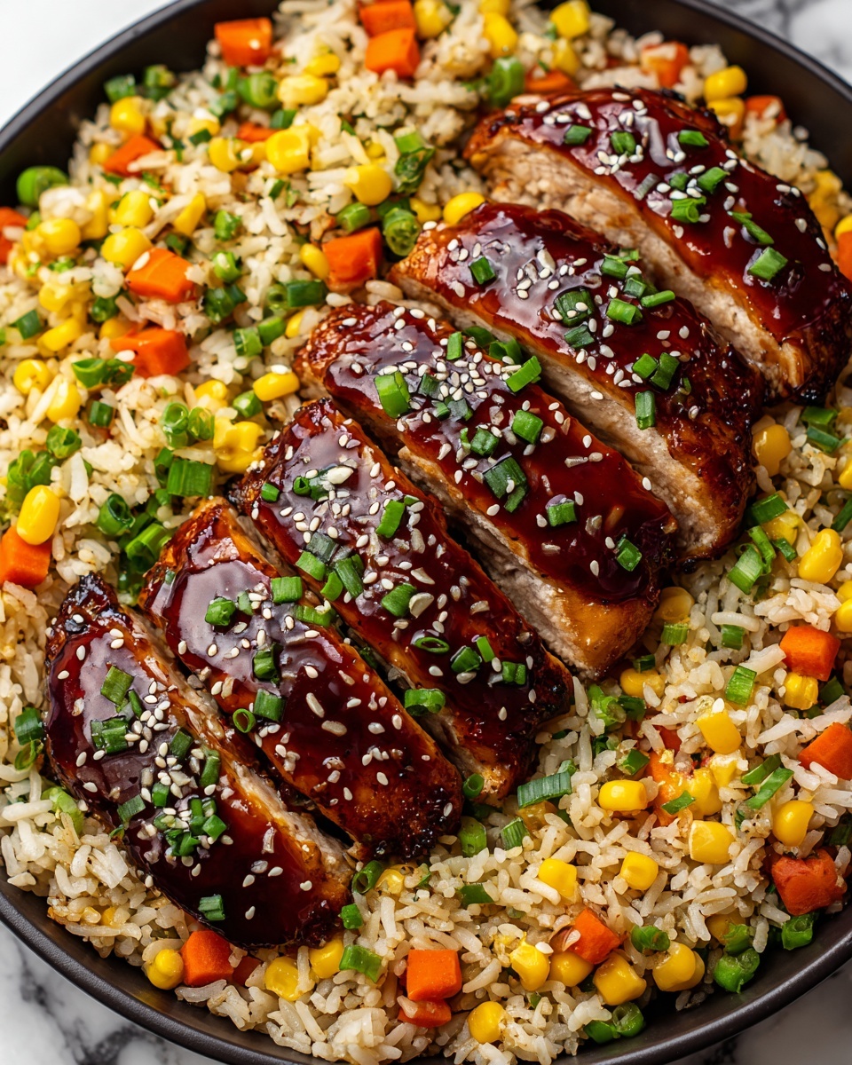 Sticky Garlic Chicken Fried Rice Recipe - Recipe Image