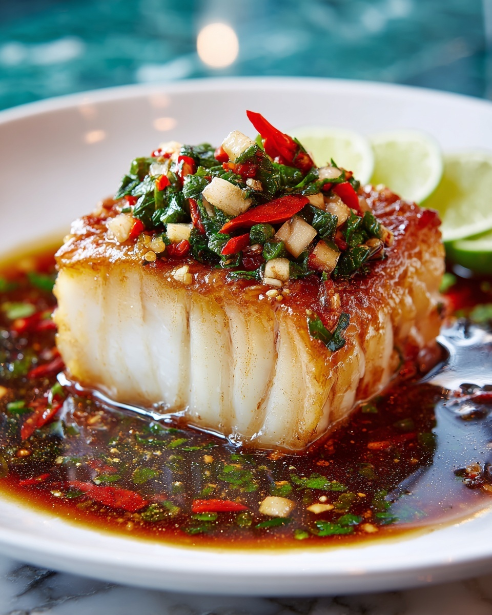 Thai Lime-Garlic Steamed Fish Recipe - Recipe Image