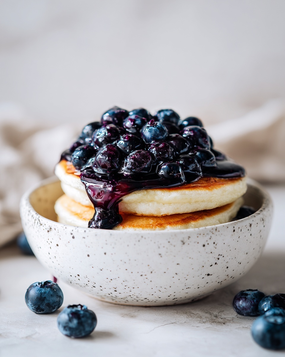 Mini Pancake and Blueberry Bowl with Caramel Drizzle Recipe - Recipe Image