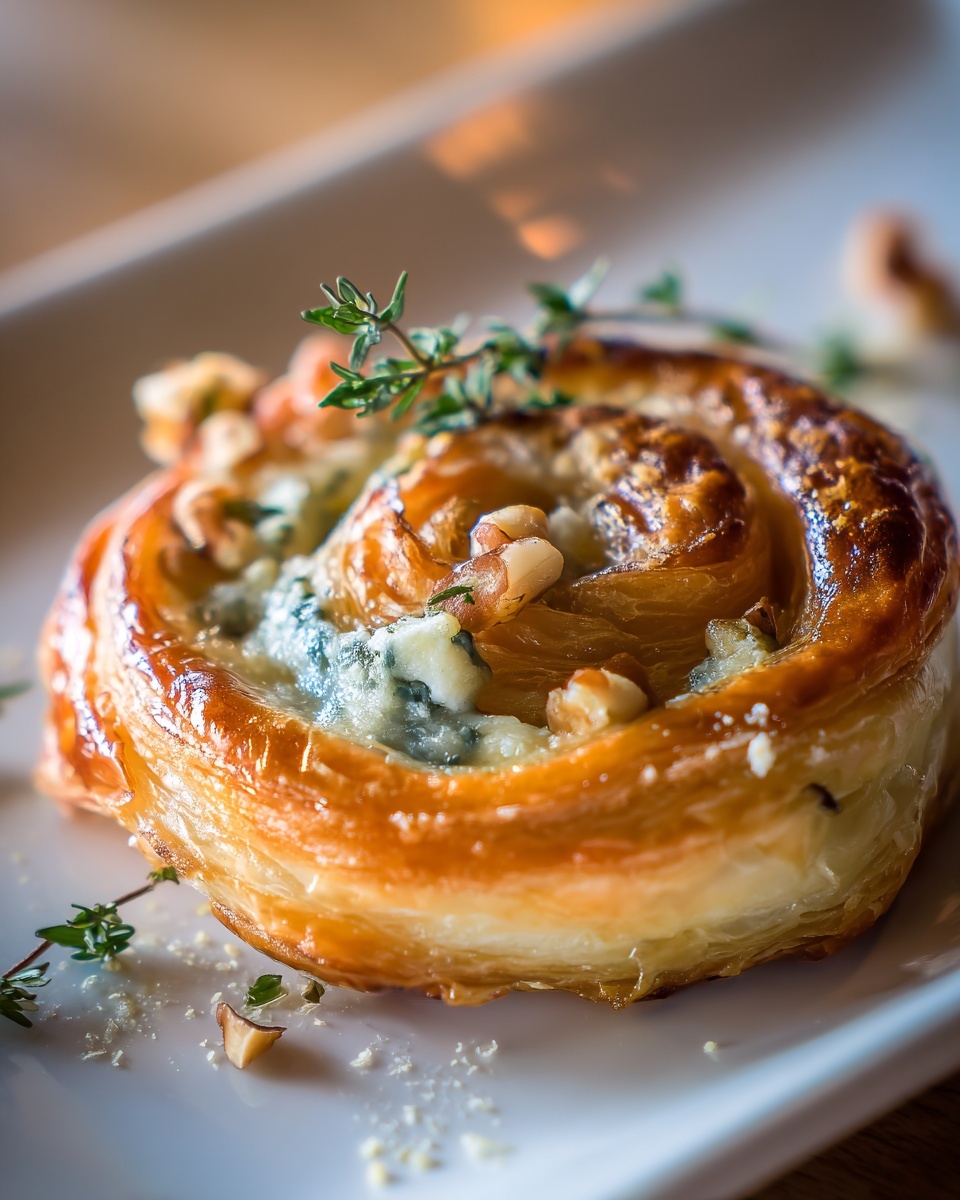 Blue Cheese Walnut Thyme Puff Pastry Twirl Recipe - Recipe Image