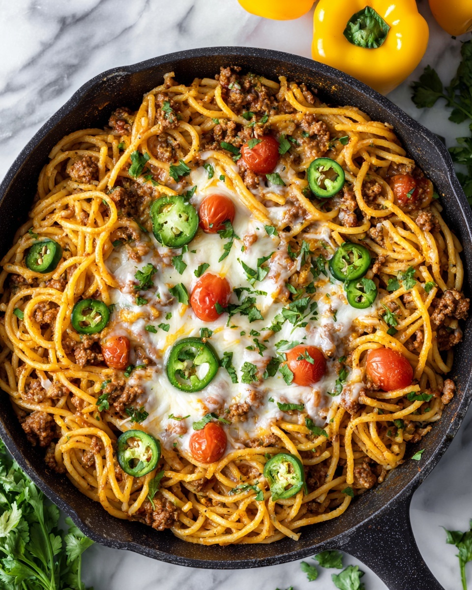 Cheesy Taco Salsa Spaghetti Bake Recipe - Recipe Image