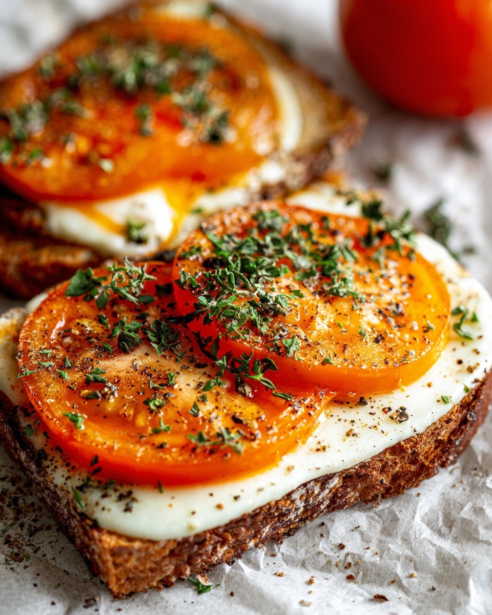 Garlic & Cheese Tomato Toast Recipe - Recipe Image