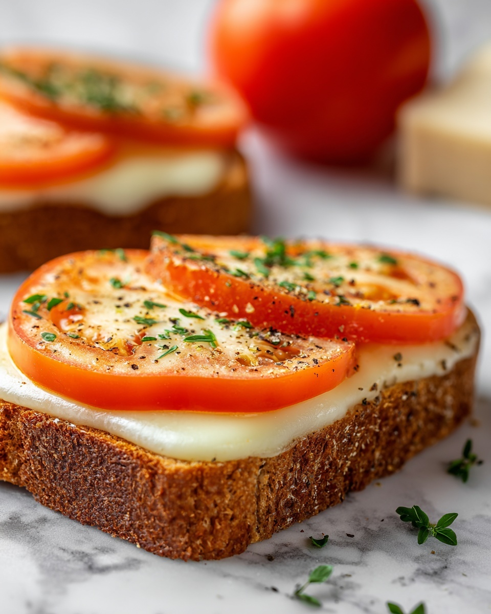 Garlic & Cheese Tomato Toast Recipe - Recipe Image