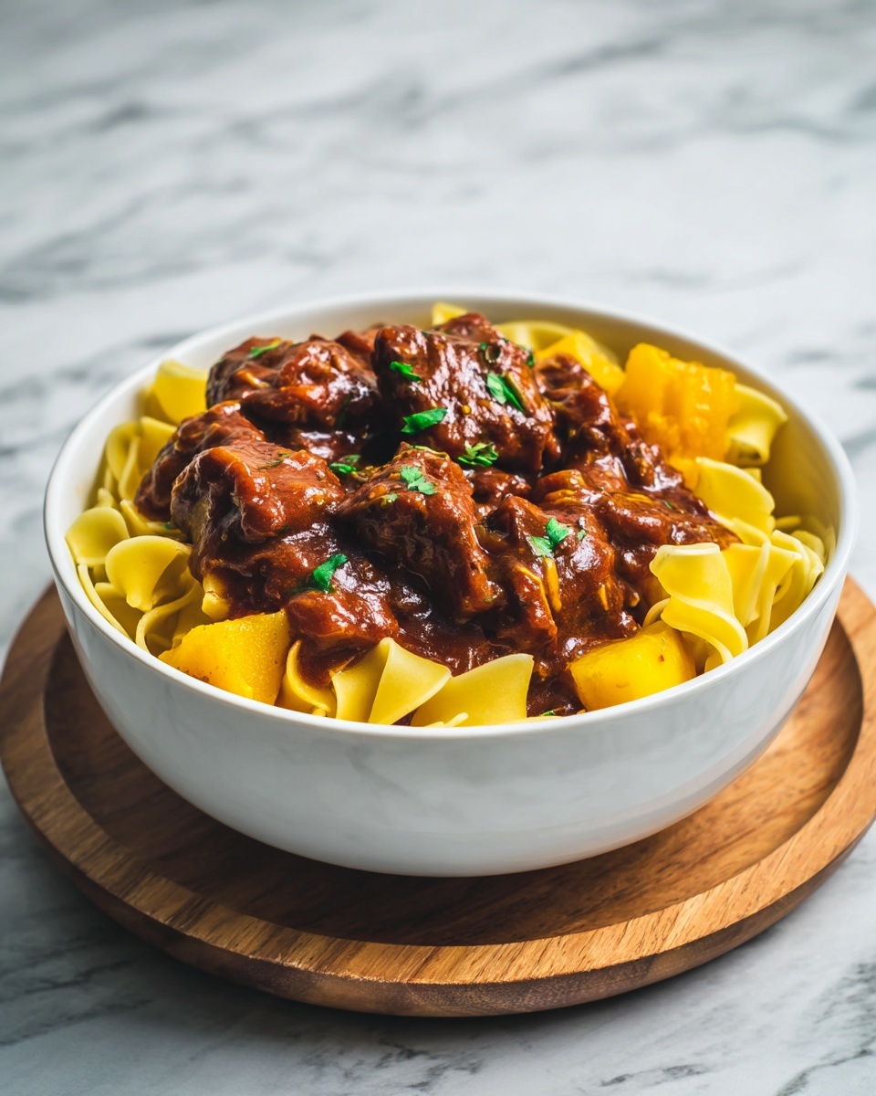 Savory Beef Tips with Buttery Noodles Recipe - Recipe Image