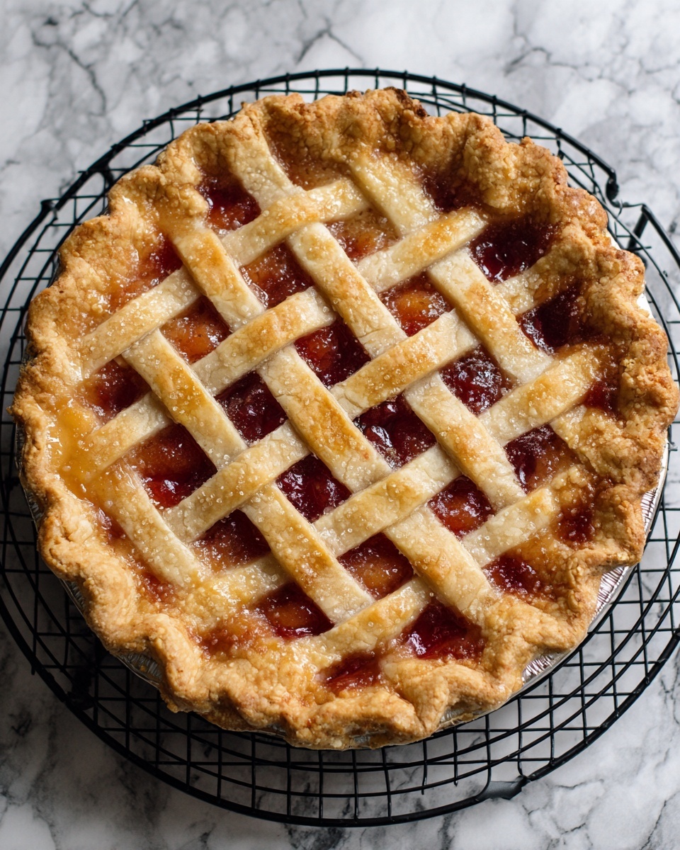 Peach Rhubarb Pie Recipe - Recipe Image