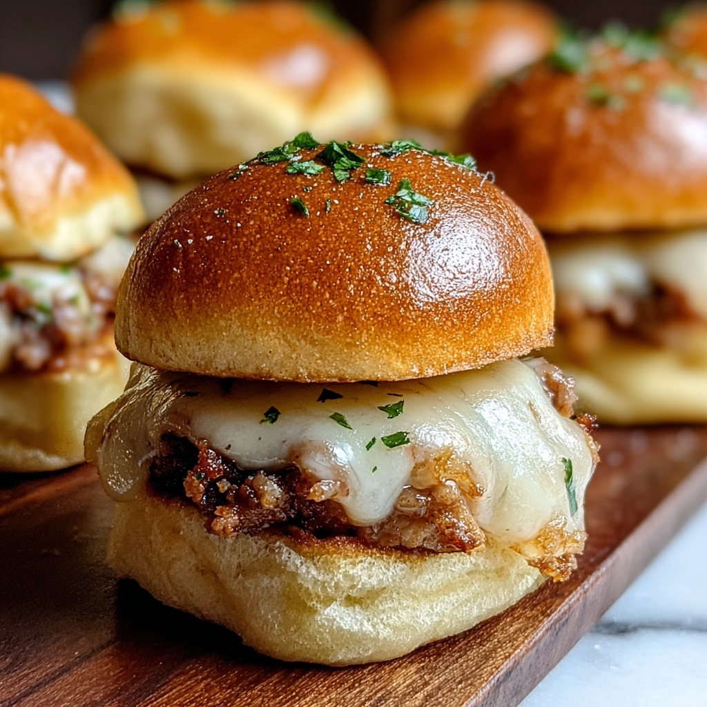 Italian Sausage Slider Sandwiches with Pesto, Provolone, and Roasted Red Peppers Recipe - Recipe Image