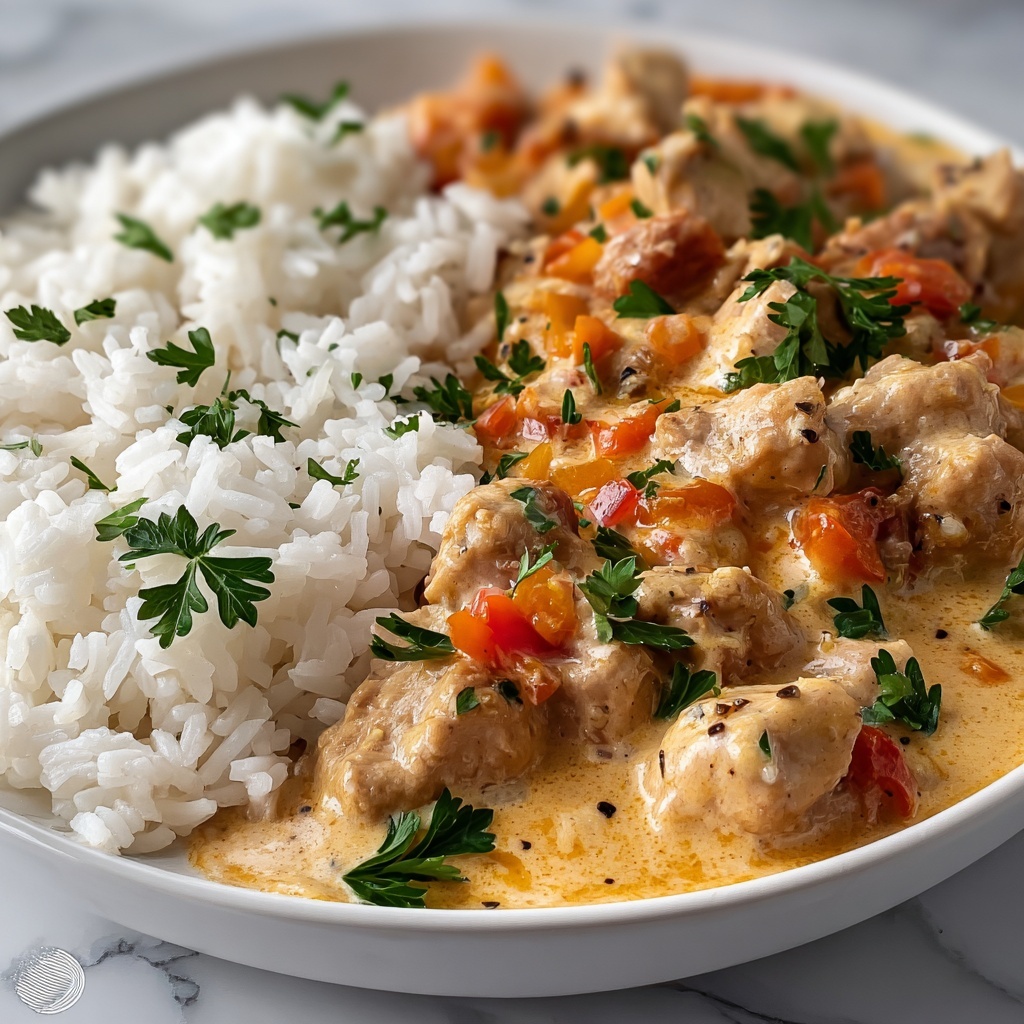 Creamy Smothered Chicken and Rice Recipe - Recipe Image