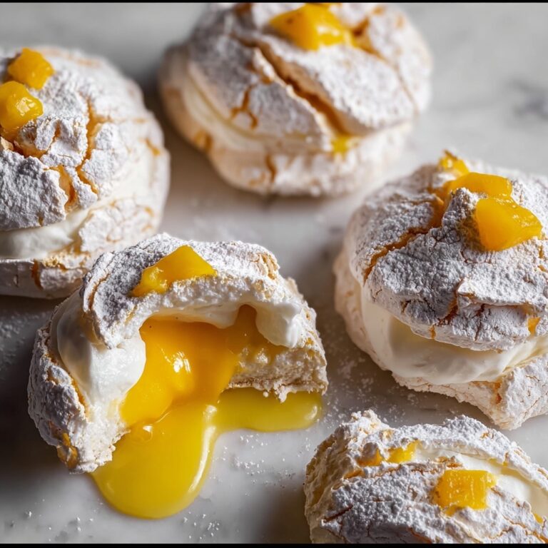 Miso Mango Meringue Clouds with Caramel Swirl Recipe