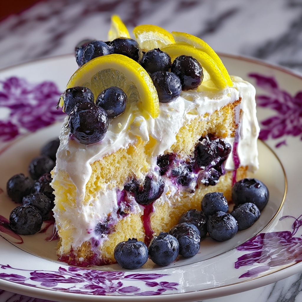 No-Bake Lemon Blueberry Cream Cake Recipe - Recipe Image