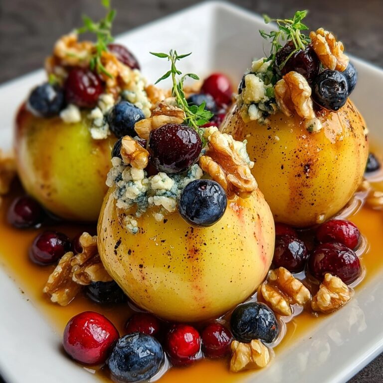Baked Pears with Berries, Blue Cheese, and Walnuts Recipe