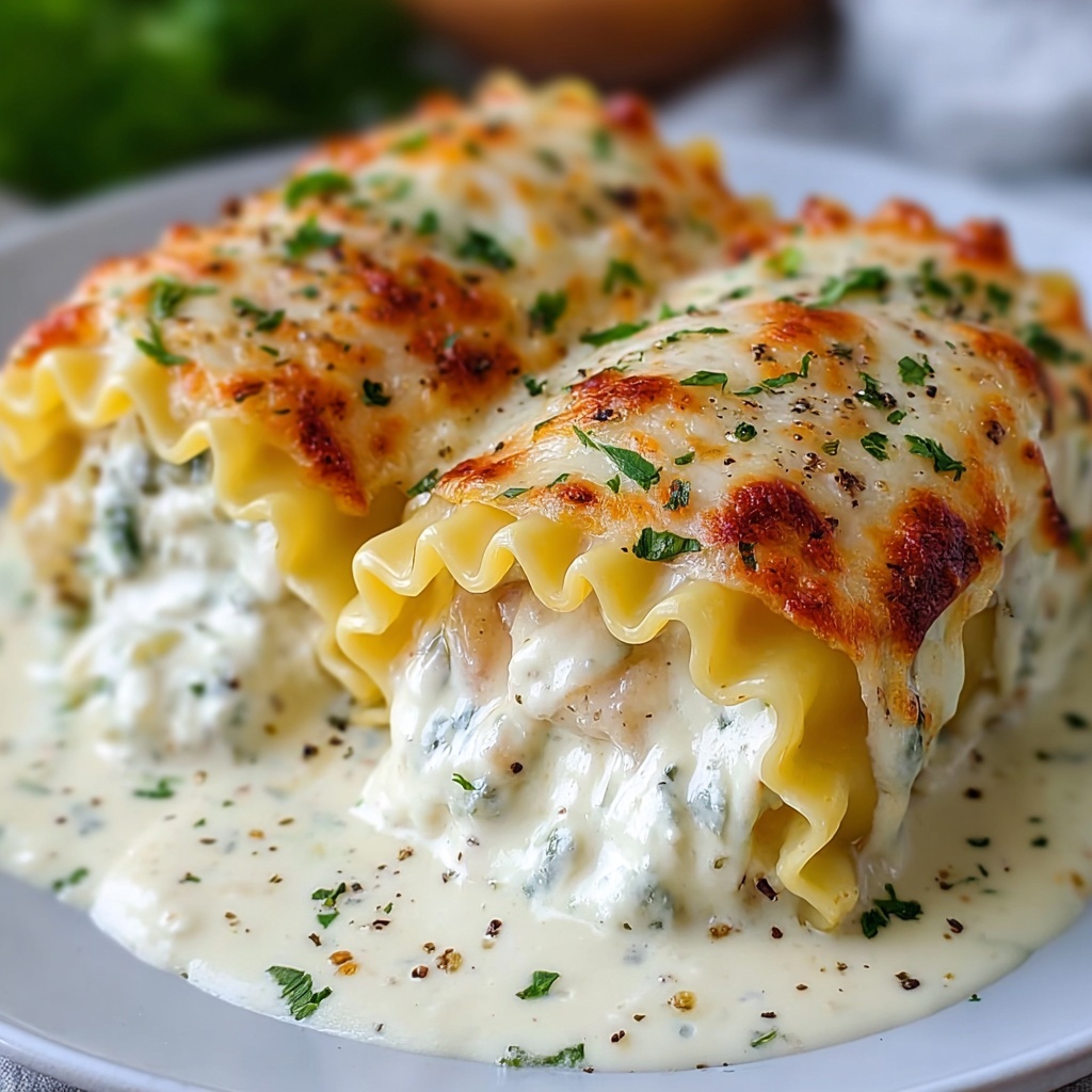 Creamy Chicken Alfredo Lasagna Rolls Recipe - Recipe Image