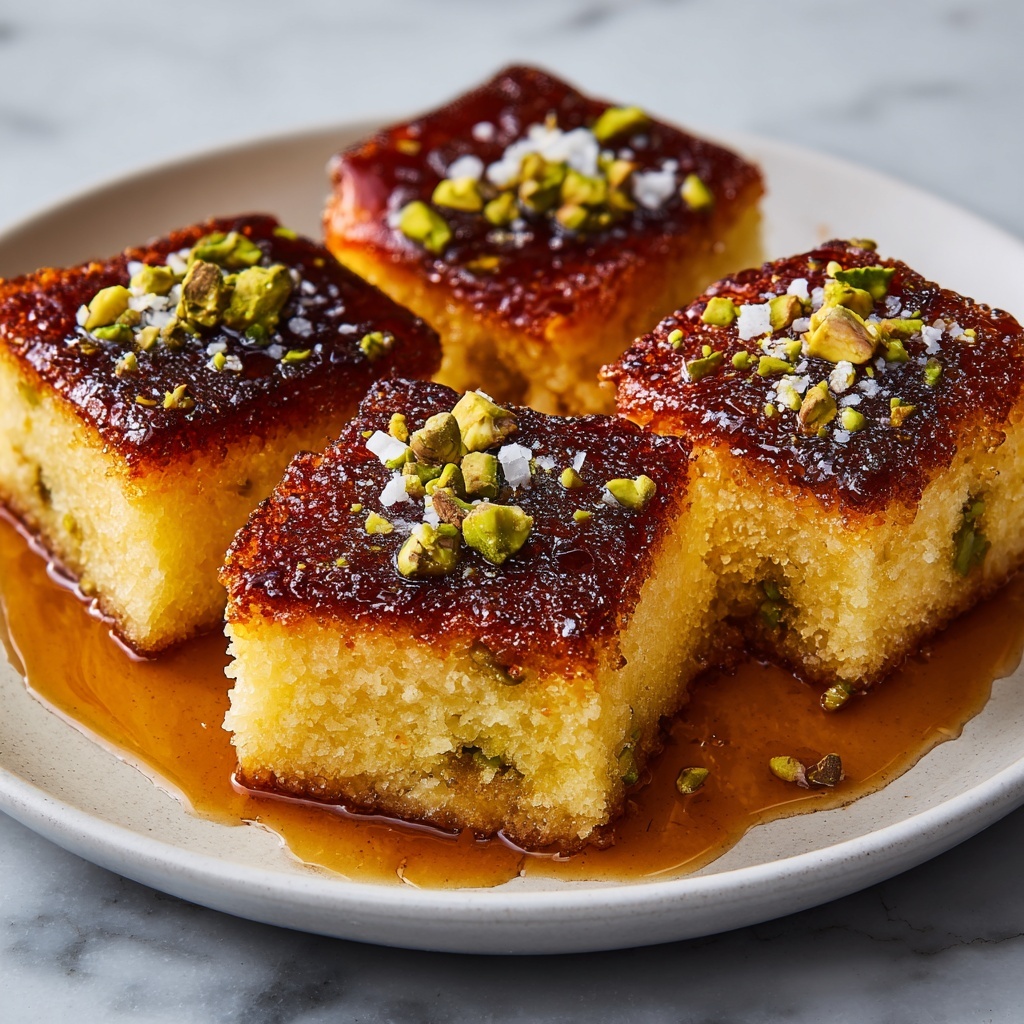 Turkish Pistachio-Saffron Revani Cake Recipe - Recipe Image