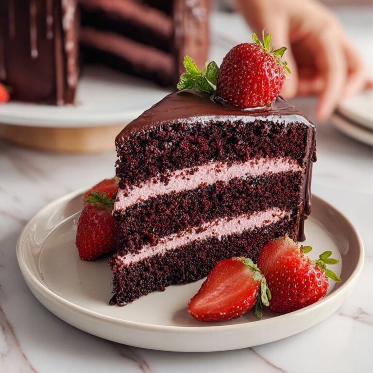 Strawberry Chocolate Cake with Strawberry Jam and Cream Cheese Frosting Recipe
