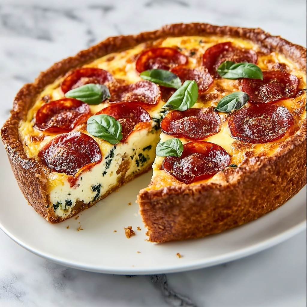 Pepperoni Pizza Quiche Recipe - Recipe Image