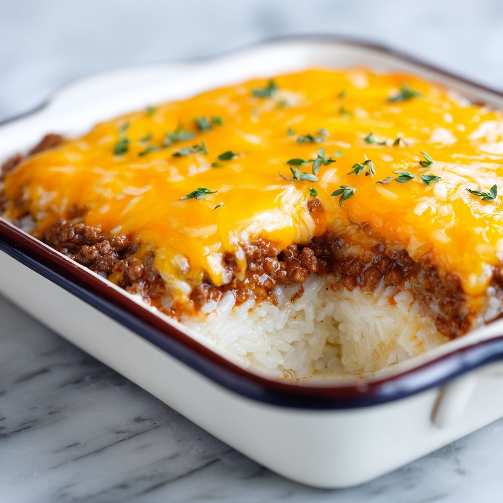 Cheddar-Crusted Ground Beef and Rice Casserole Recipe - Recipe Image