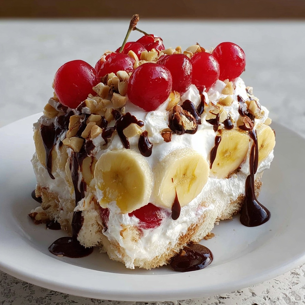 No Bake Banana Split Cake: 5-Minute Easy Delight Recipe - Recipe Image