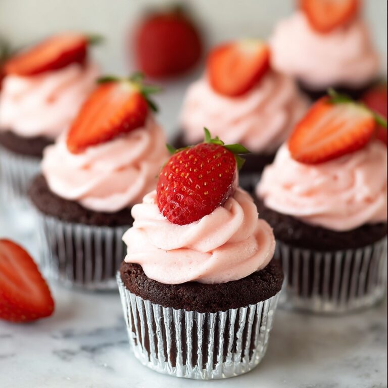 Chocolate Cupcakes with Strawberry Frosting Recipe
