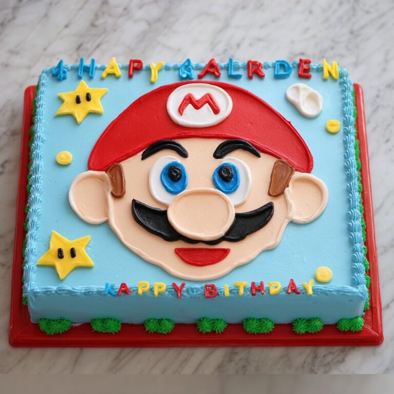 Super Mario Brothers Birthday Cake with Colorful Frosting Recipe