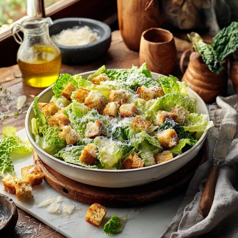 Classic Caesar Salad with Crispy Croutons and Parmesan Recipe