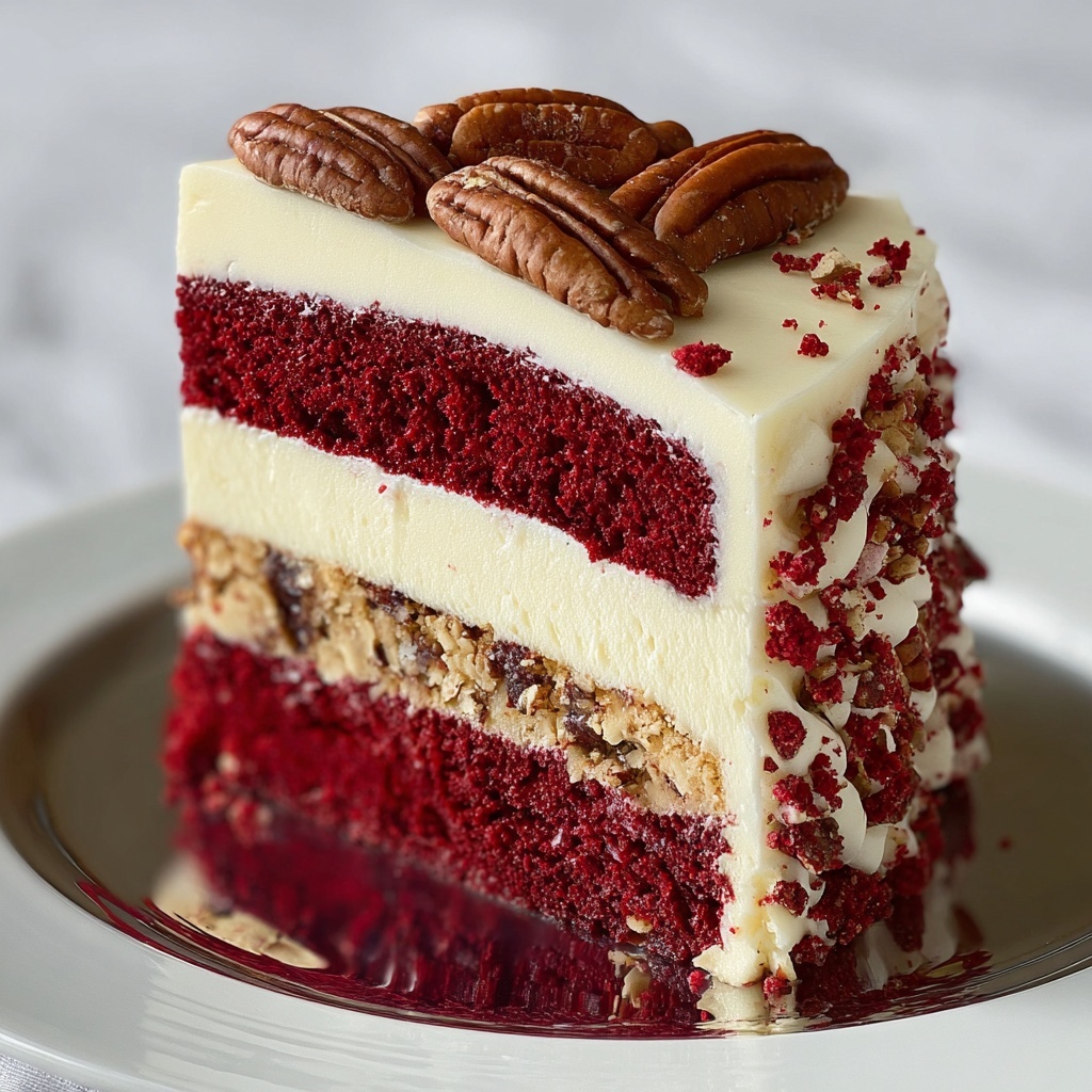 Pecan Red Velvet Cheesecake Recipe - Recipe Image