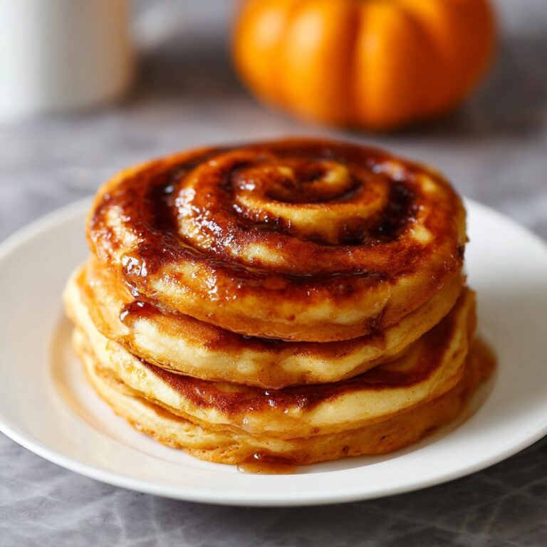 Pumpkin Cinnamon Roll Pancakes with Cream Cheese Glaze Recipe