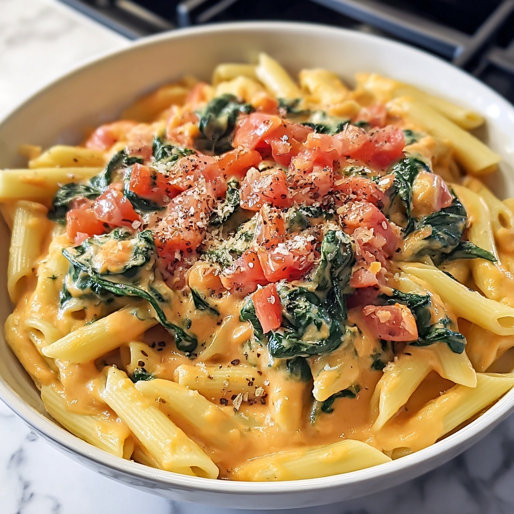 Delicious Spinach Tomato Pasta Recipe - Recipe Image