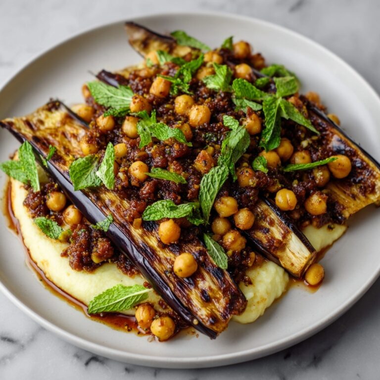 Roasted Eggplant Purée with Crispy Chickpeas Recipe