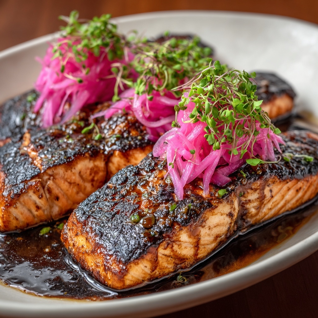 Grilled Teriyaki Salmon with Pickled Radish Recipe - Recipe Image