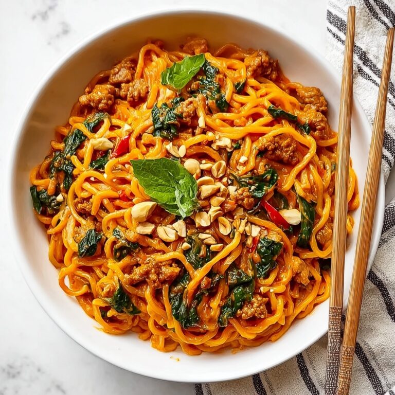 Sweet & Spicy Hot Chili Chicken Noodles with Basil Recipe