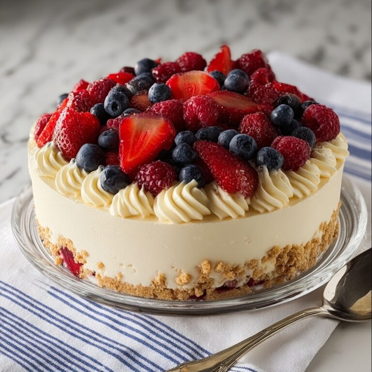 No-Bake Cheesecake Flag Cake Recipe