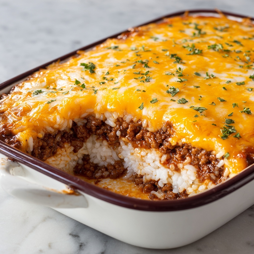 Cheddar-Crusted Ground Beef and Rice Casserole Recipe - Recipe Image