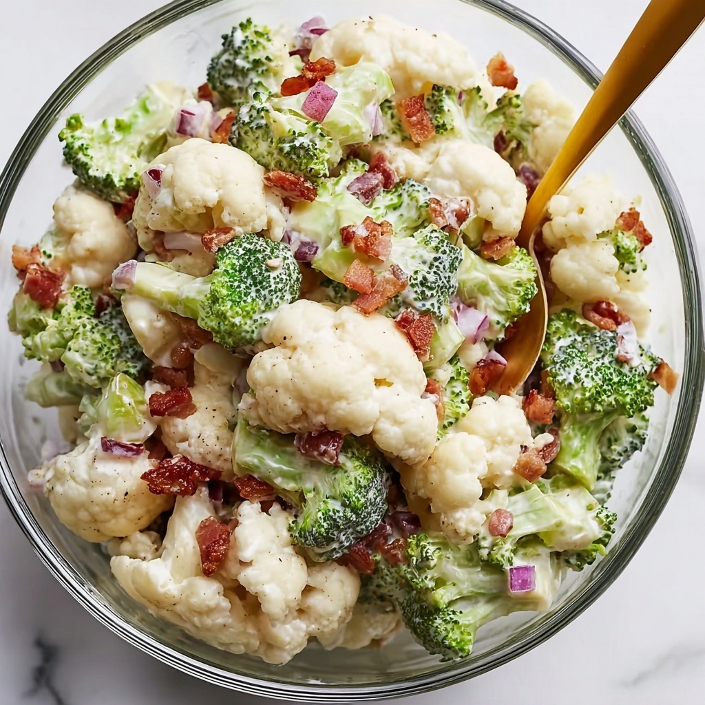 Broccoli Cauliflower Salad with Bacon and Lemon Thyme Dressing Recipe - Recipe Image