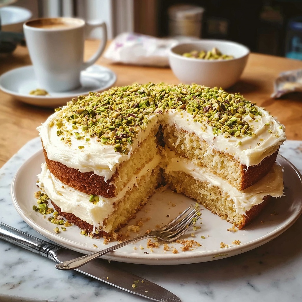 Orange and Pistachio Sponge Cake with Saffron Buttercream Recipe - Recipe Image