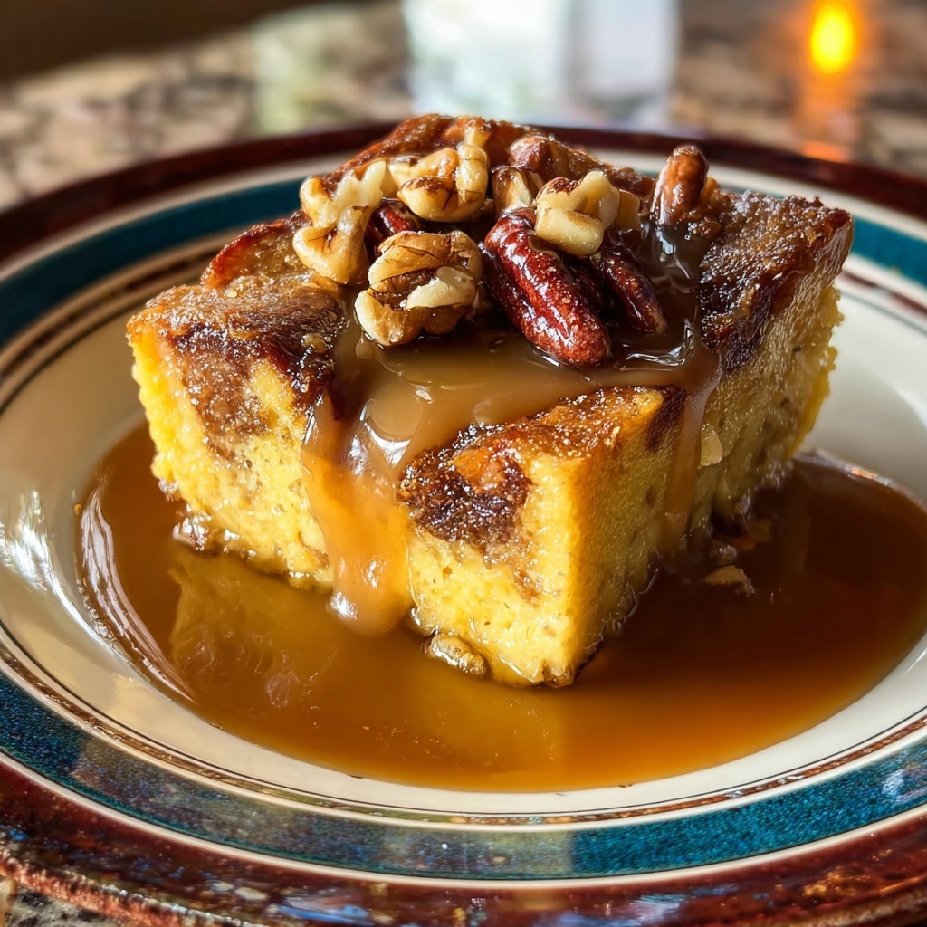 Pumpkin Bread Pudding with Caramel Sauce Recipe - Recipe Image