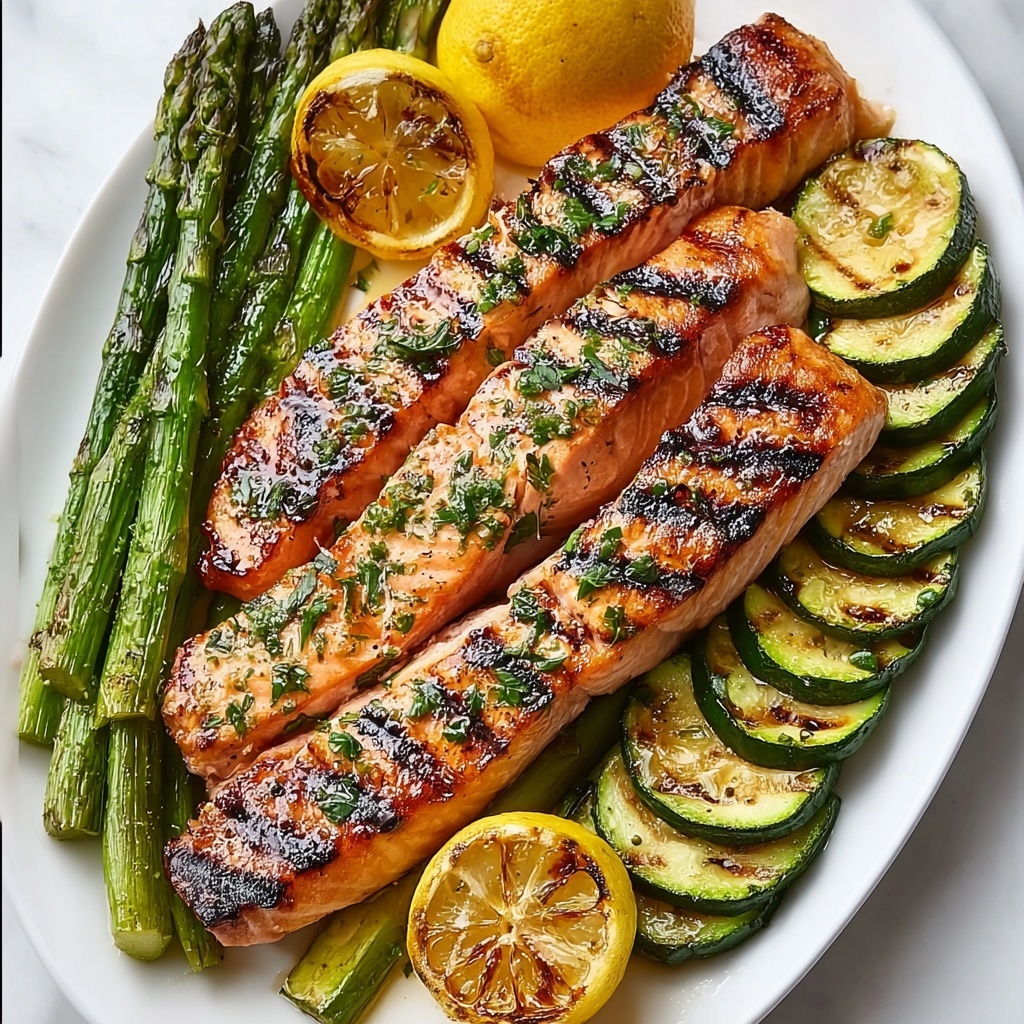 Grilled Salmon & Vegetables Recipe - Recipe Image