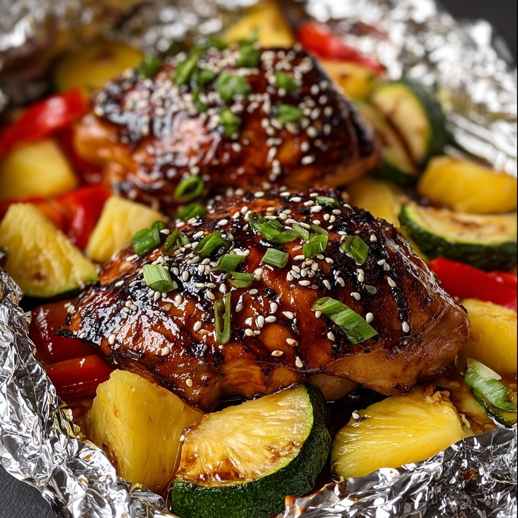 Teriyaki Chicken and Pineapple Foil Packets Recipe - Recipe Image