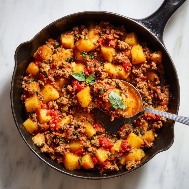 Ground Beef with Potatoes in Spicy Tomato Sauce Recipe