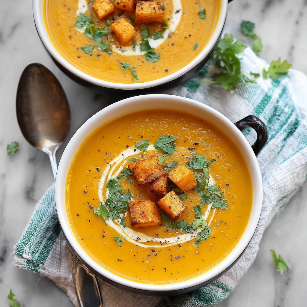 Spicy Butternut Squash and Sweet Potato Soup Recipe - Recipe Image