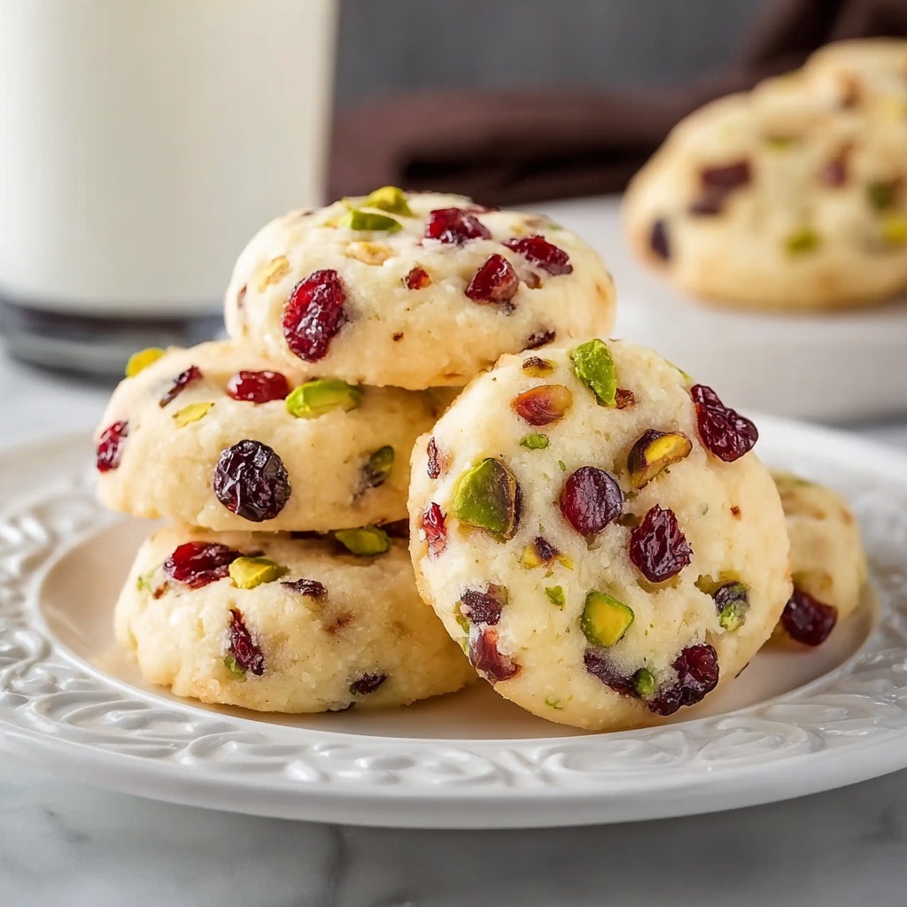 Cranberry Pistachio Shortbread Cookies Recipe - Recipe Image