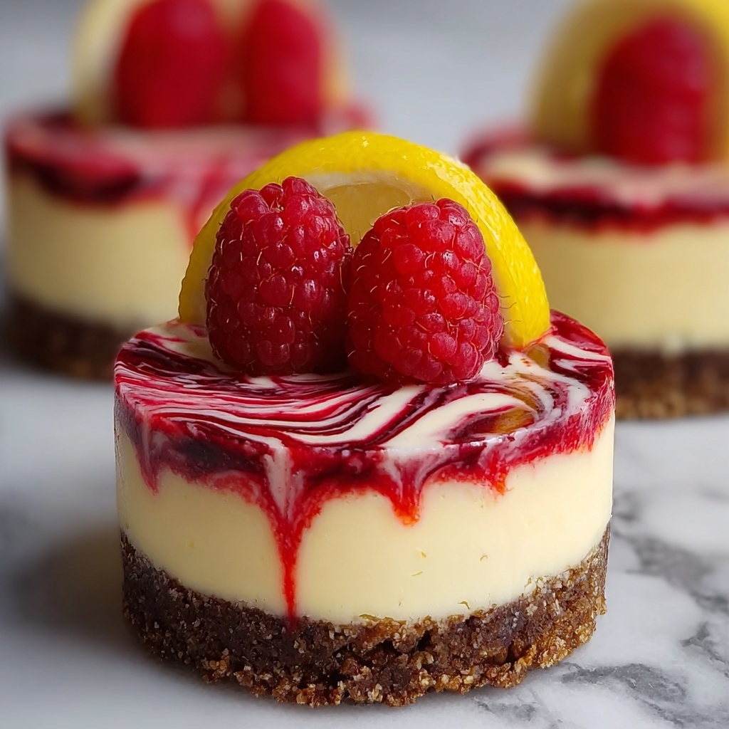 No Bake Raspberry Lemon Swirl Cheesecake Recipe - Recipe Image