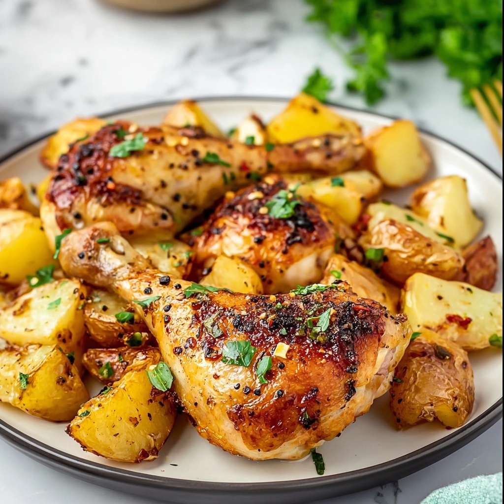 Roasted Chicken and Potatoes with Garlic Sauce Recipe - Recipe Image