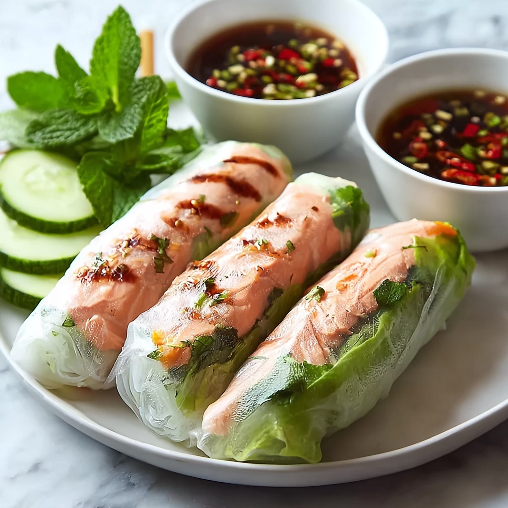 Vietnamese Baked Salmon Spring Rolls Recipe - Recipe Image