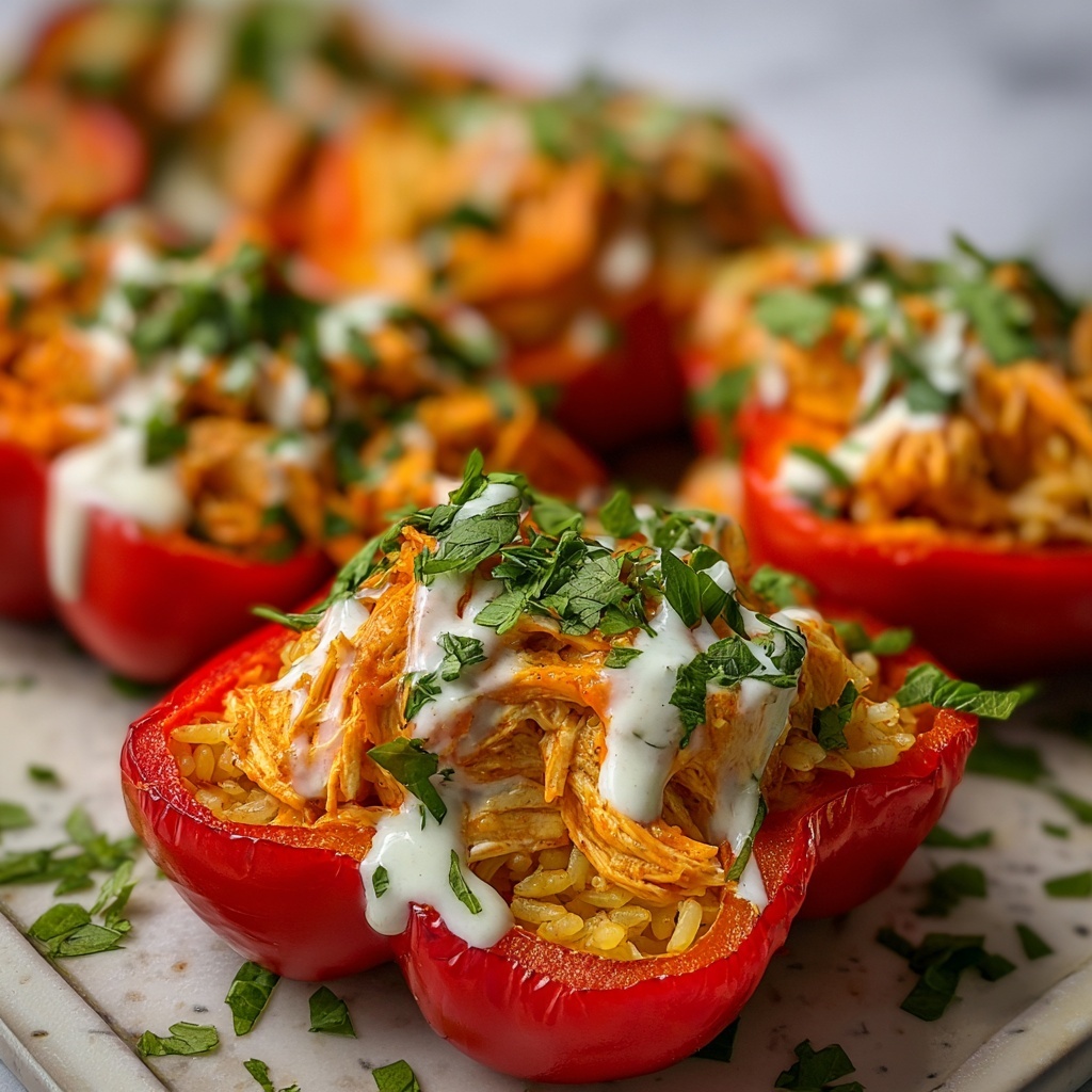 Spicy Buffalo Chicken Stuffed Peppers Recipe - Recipe Image