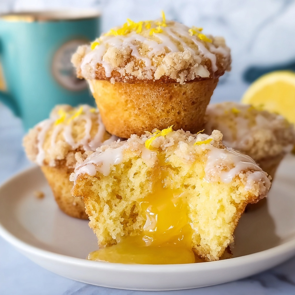 Lemon Curd Muffins with Streusel Topping and Lemon Glaze Recipe - Recipe Image