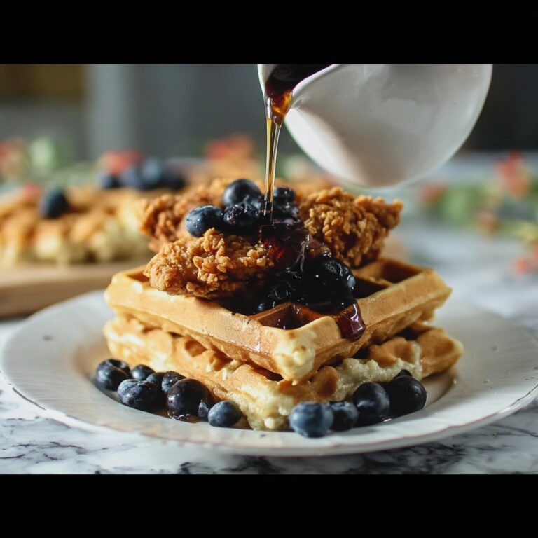 Chicken Waffles with Blueberry Syrup Recipe