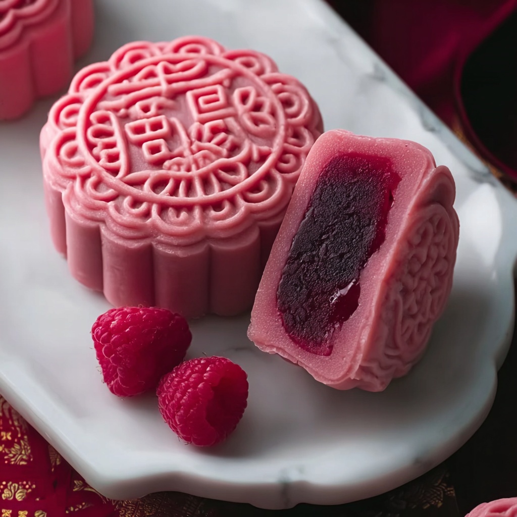 Raspberry Chocolate Snowskin Mooncakes Recipe - Recipe Image