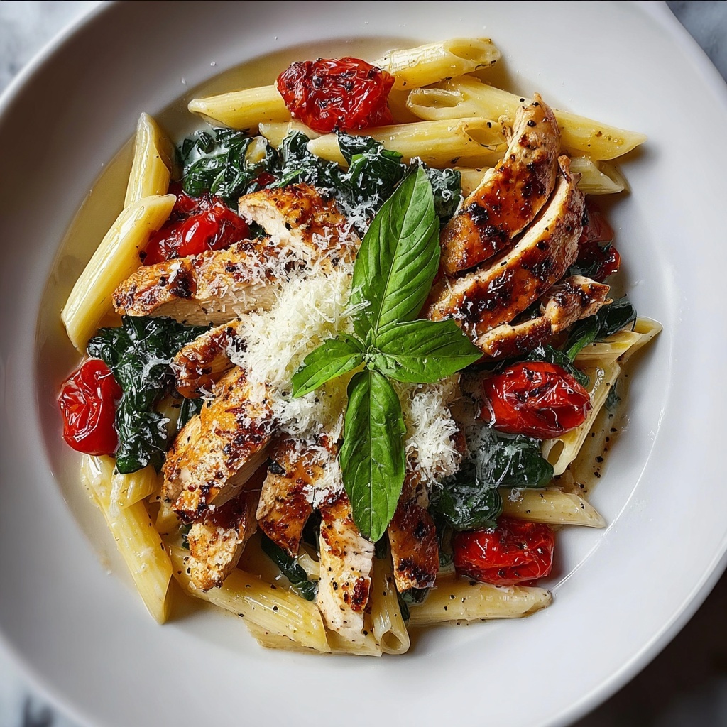 Tomato Spinach Chicken Pasta Recipe - Recipe Image